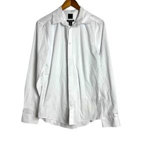 H&M Men's Slim Fit White Long Sleeve Button Down Shirt.